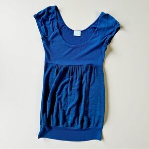 Pretty Good Royal Blue Short Sleeve Mixed Media Top